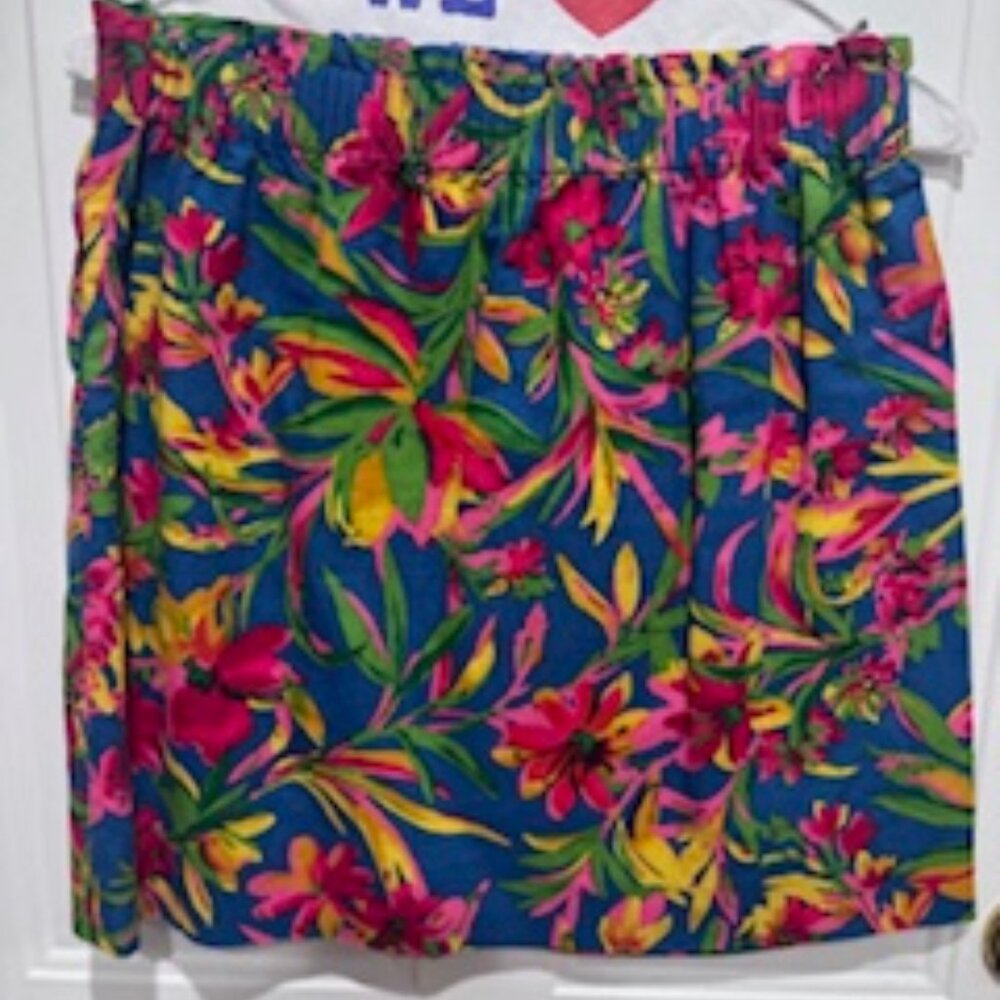 J.Crew Tropical Floral Skirt – Blue Multicolor Print – Size 6